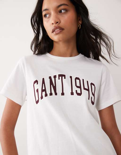 GANT t-shirt regular fit à logo graphique blanc, 2 de 4