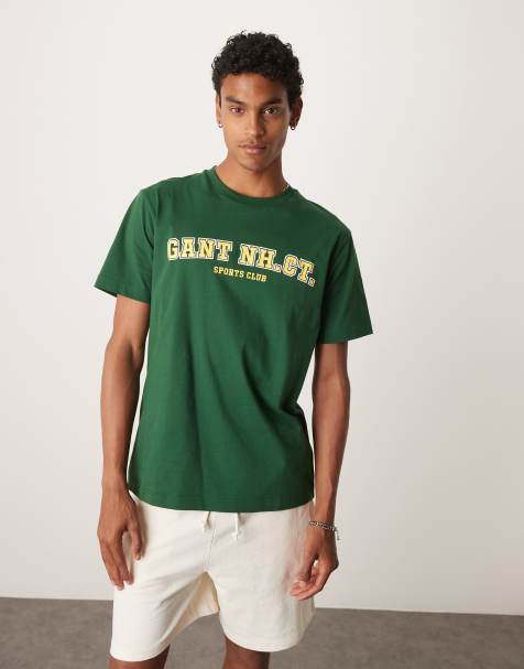 GANT - T-shirt verde con logo stile college - view 1