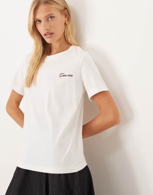 GANT - T-shirt vestibilità classica bianca con scritta del logo, 3 di 4