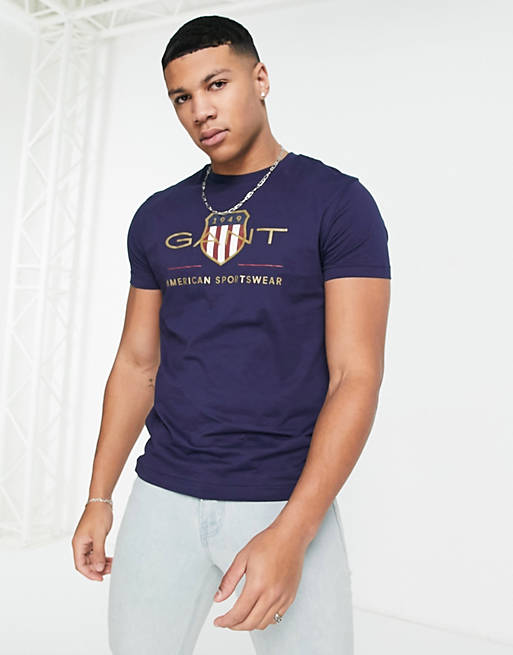 GANT t-shirt with large shield logo in navy