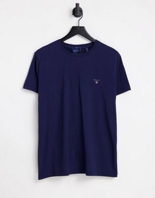GANT t-shirt with small shield logo in navy - ASOS Price Checker