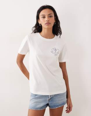GANT - Tailliertes T-Shirt in Eierschalen-Weiß mit kleinem Vintage-Logo