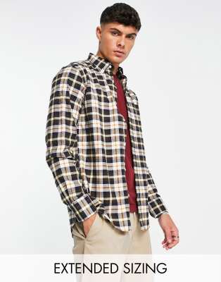 GANT tartan check regular fit brushed oxford shirt in cream - ASOS Price Checker