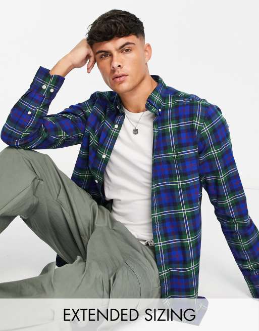 GANT tartan check regular fit brushed oxford shirt in dark green