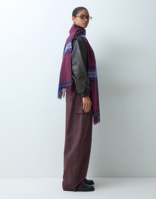 GANT tartan check wool scarf in deep red, 3 of 3