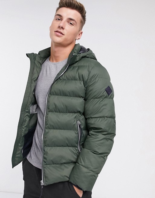 GANT the active cloud hooded puffer jacket in thyme green