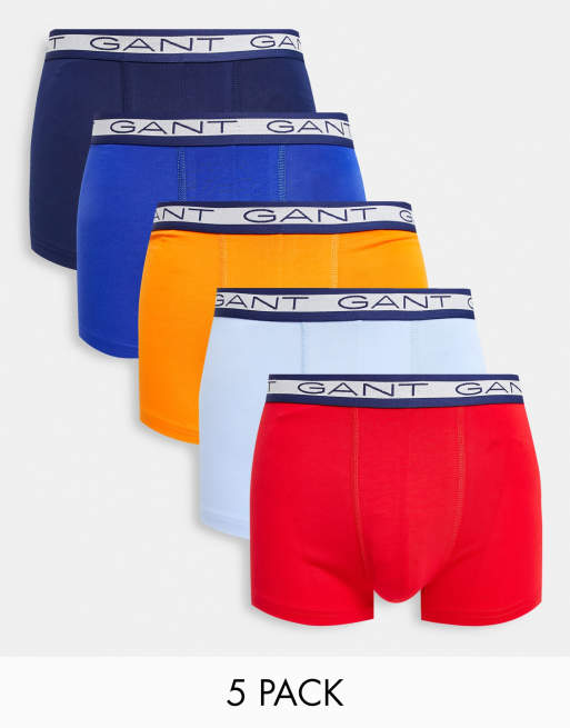 Gant – Unterhosen in mehreren Farben mit Logobund im 5er-Pack