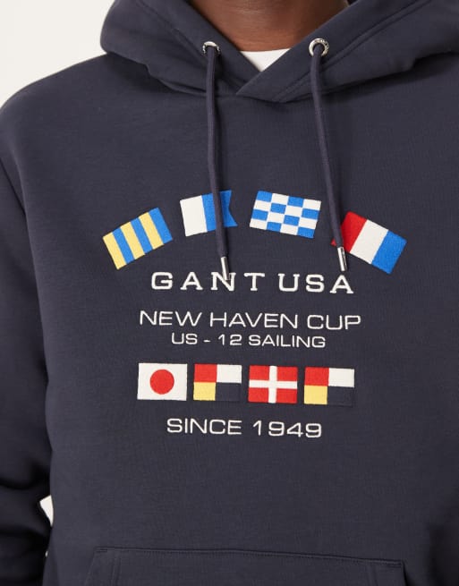 GANT USA flag logo hoodie in navy, 2 of 4
