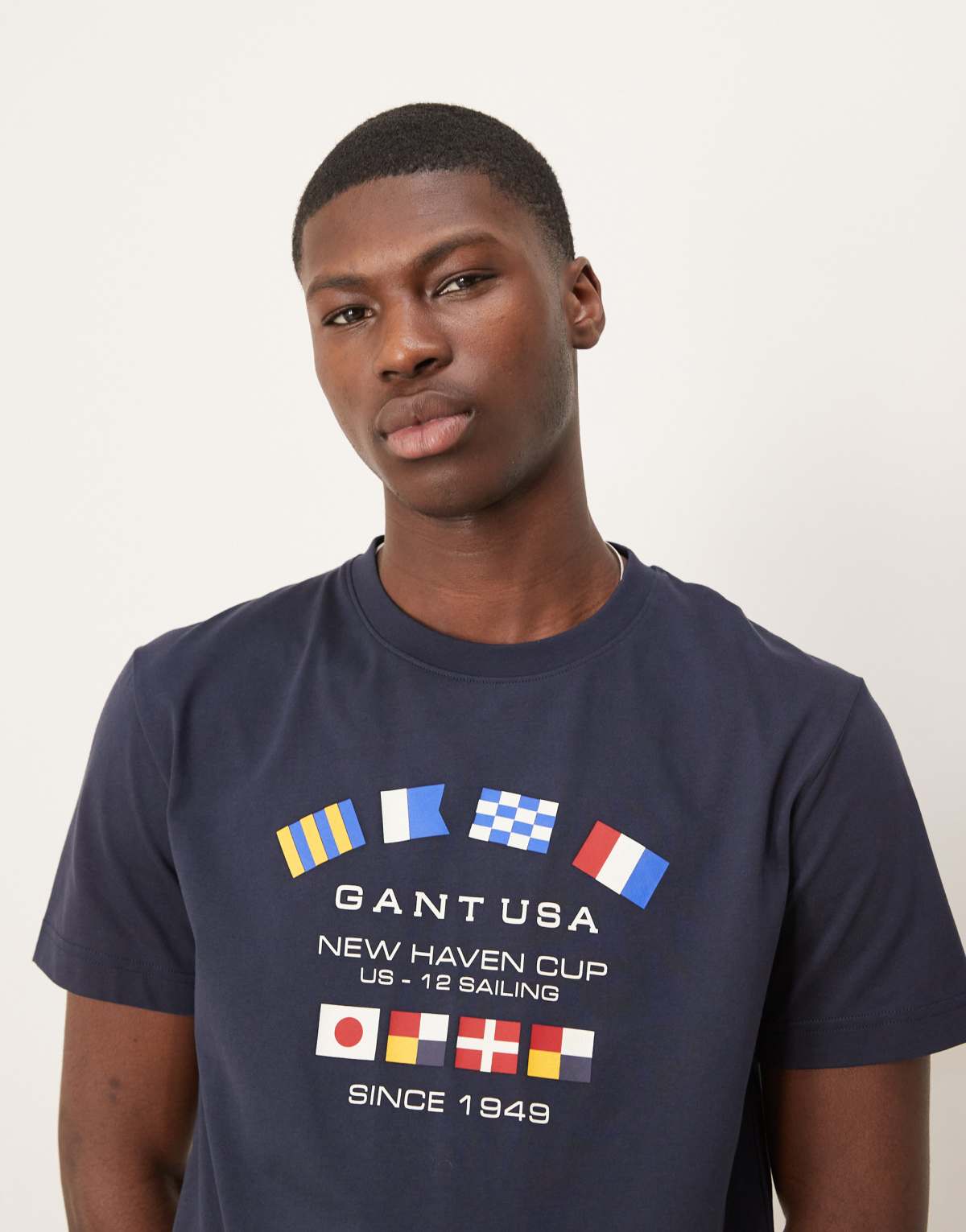 GANT USA flag logo print t-shirt in navy