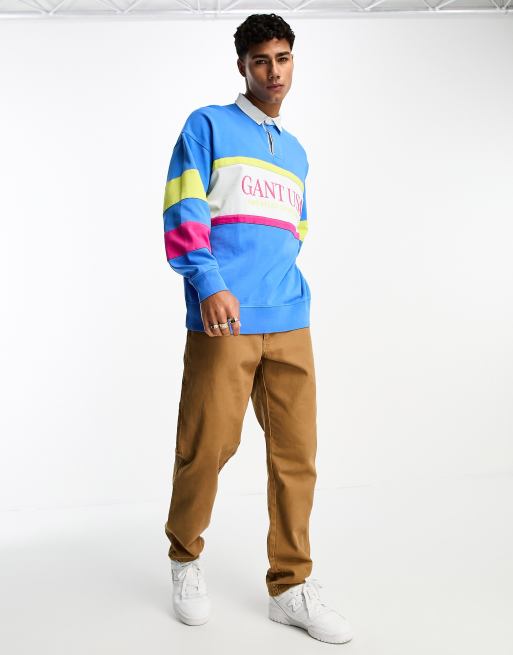 GANT USA – Hellblaues Rugby-Polohemd im Blockfarbendesign mit „GANT USA“-Retro-Logo, 3 von 4