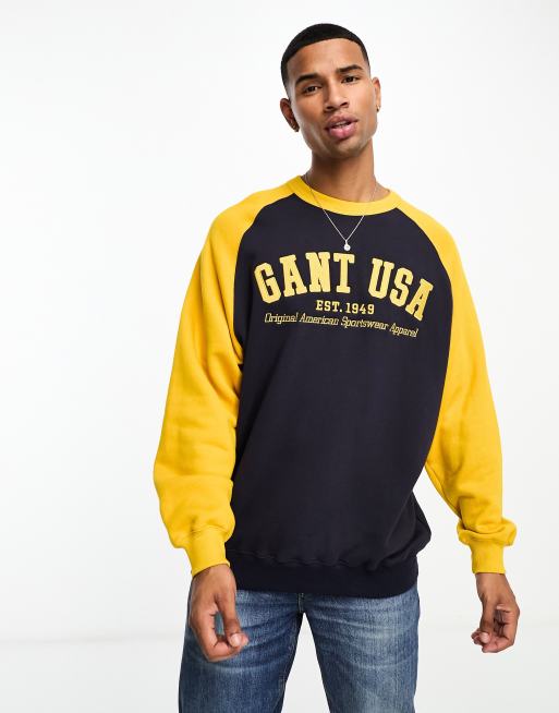 GANT USA logo oversized fit baseball raglan sweatshirt in navy