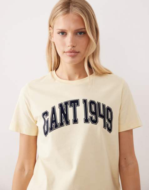 GANT – Vaniljvit t-shirt med collegetryck - view 1