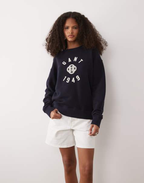 GANT varsity chest graphic sweat shirt in navy - view 1