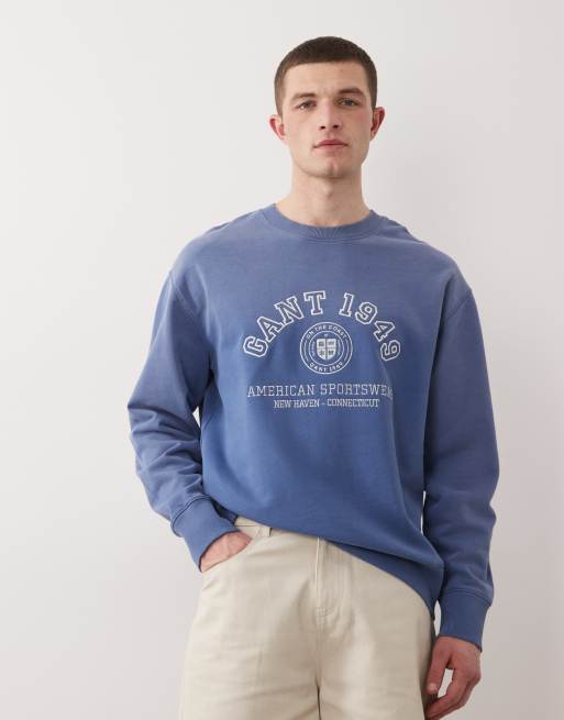 GANT varsity chest logo sweatshirt in blue