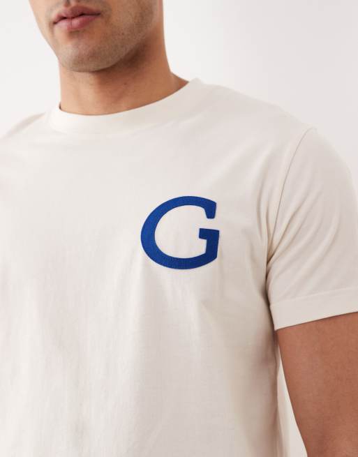 GANT varsity G badge t-shirt in cream, 4 of 5