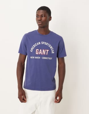 Gant Varsity Logo T-shirt In Blue