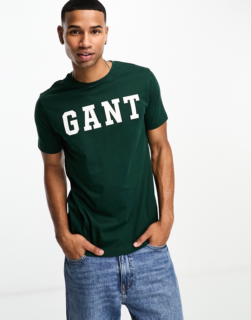 GANT varsity logo t-shirt in dark green