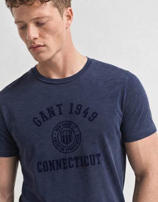 GANT Varsity-T-Shirt mit Schriftzug-Logo auf der Brust in Marineblau, 10 von 10