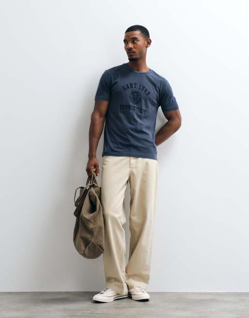 GANT Varsity-T-Shirt mit Schriftzug-Logo auf der Brust in Marineblau, 3 von 10