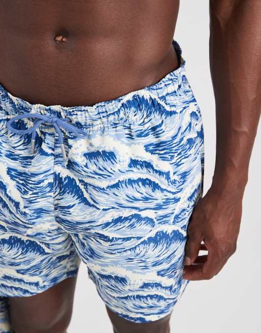 GANT - Vintage-blå badeshorts med bølgeprint - Del af sæt, 5 af 5