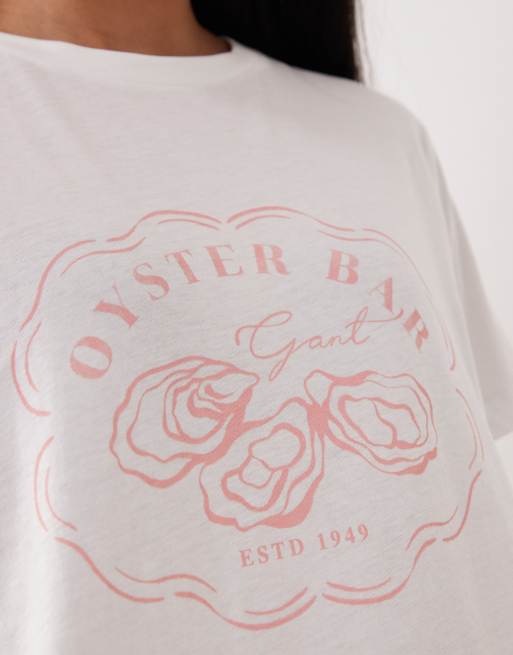 GANT – Vit t-shirt med ostronlogga på bröstet, 3 av 4