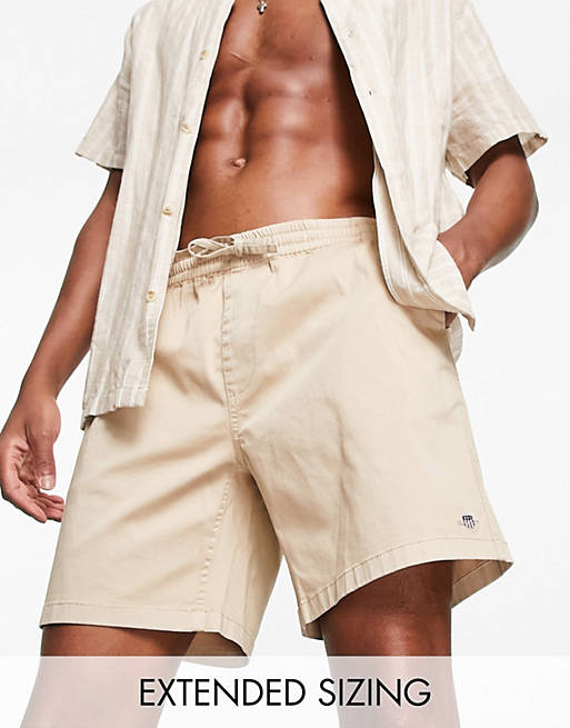 Modtagelig for væsentligt Økonomi GANT - Vævede shorts med løbesnor og logo i beige | ASOS