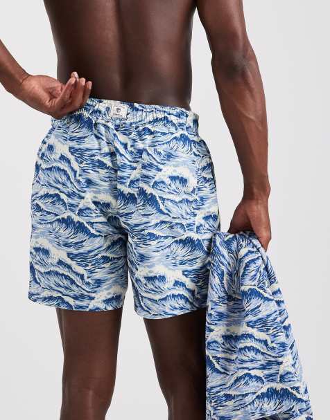 GANT wave print co-ord swim shorts in vintage blue - view 1