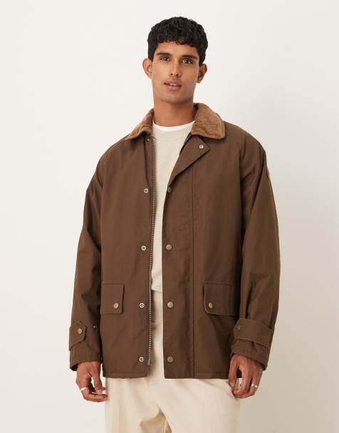 GANT waxed barn jacket in dark brown - view 1