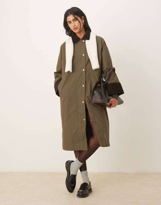 GANT waxed cotton car coat in dark green