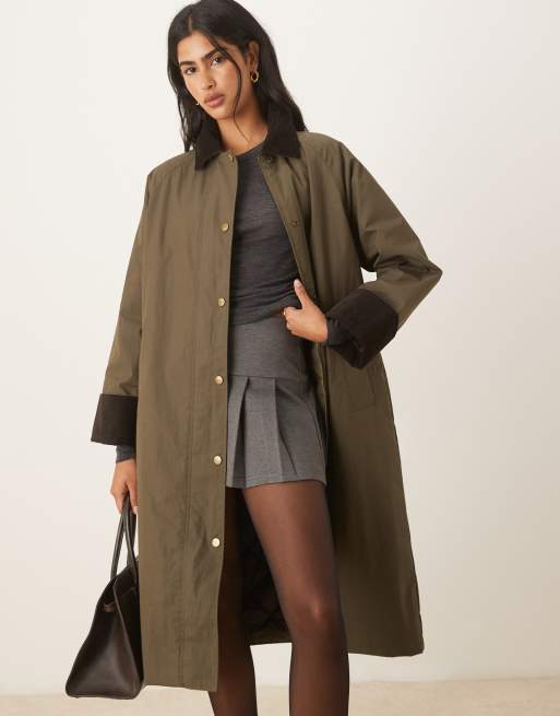 GANT waxed cotton car coat in dark green ASOS