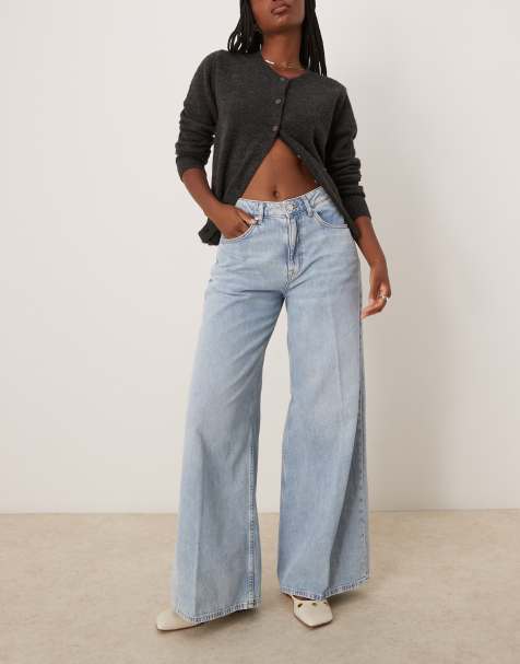 GANT wide leg pleated jeans in light blue wash - view 1