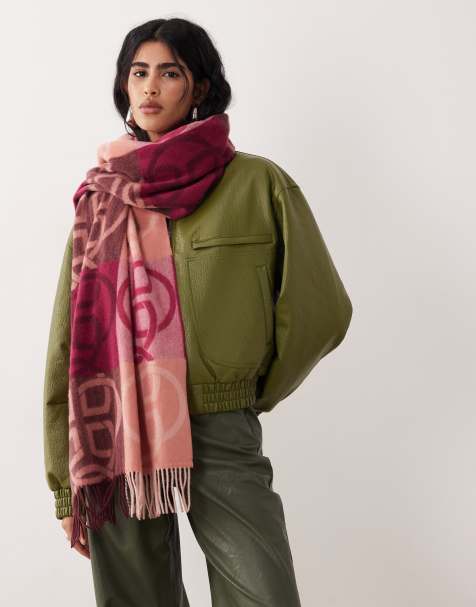 GANT – Wollschal in Pflaume mit Monogrammmuster - view 1