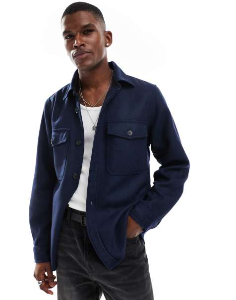 GANT wool blend overshirt in navy blue - view 1