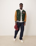 [Gant] GANT wool blend varsity logo jacket in green Chest 39 Tartan green