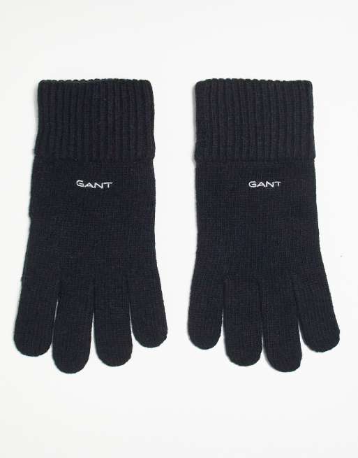 Gant wool gloves in black with logo