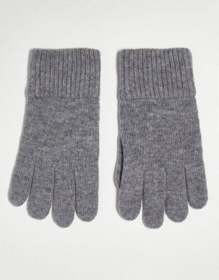 Gant wool gloves in grey with logo