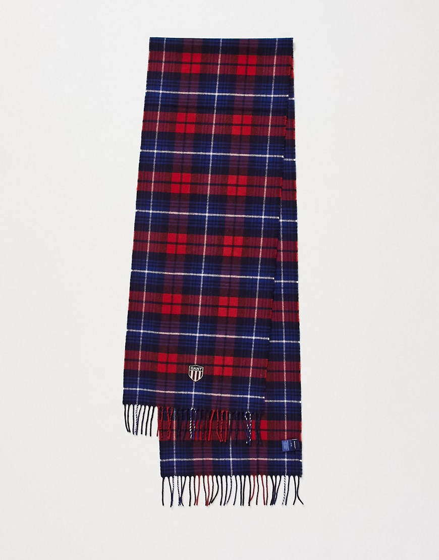GANT wool scarf in red check with shield logo