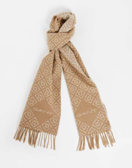 | wool with in tan scarf ASOS all over logo GANT