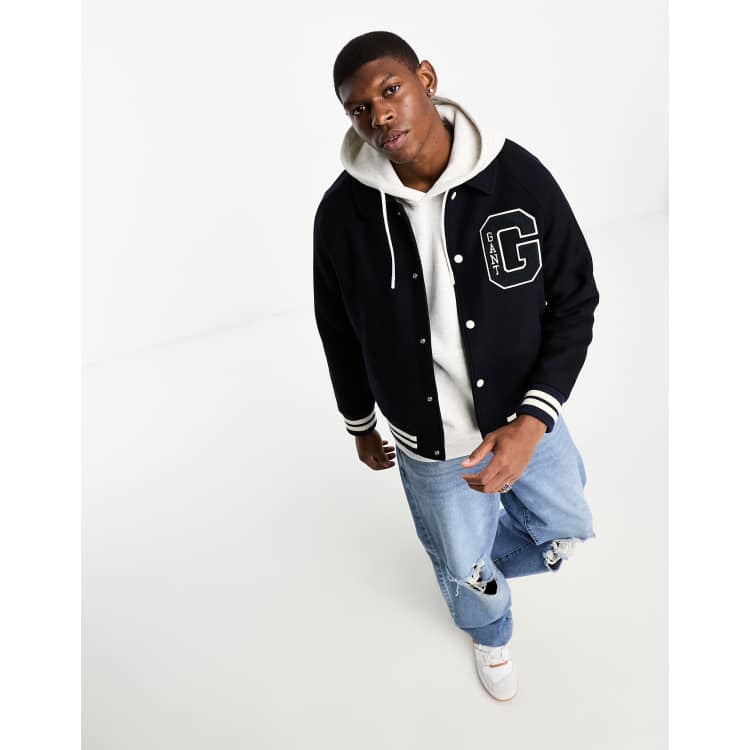 COLLEGE VARSITY BOMBER JACKET NAVY – The Couture Club, 55% OFF