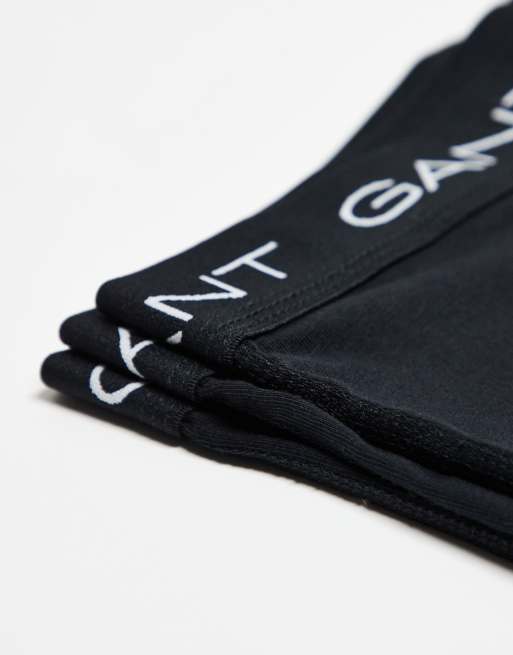 GANT – Zestaw 3 par czarnych bokserek z logo na taśmie w talii, 3 z 3
