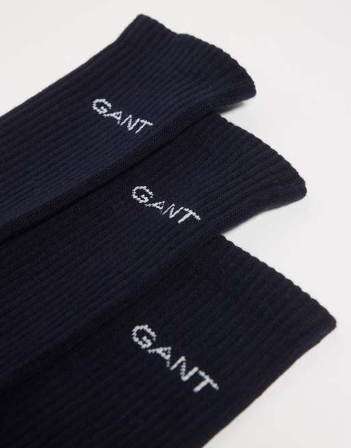 GANT – Zestaw 3 par czarnych skarpetek sportowych z logo, 3 z 3