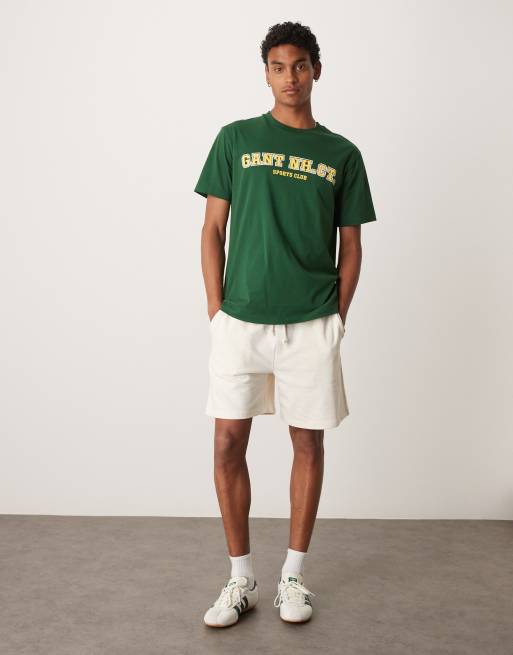 GANT – Zielony T-shirt z logo w stylu uczelnianym, 3 z 4
