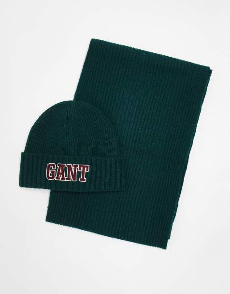 GANT – Zielony zestaw podarunkowy z dzianiny: czapka beanie z logo 1949 i szalik - view 1