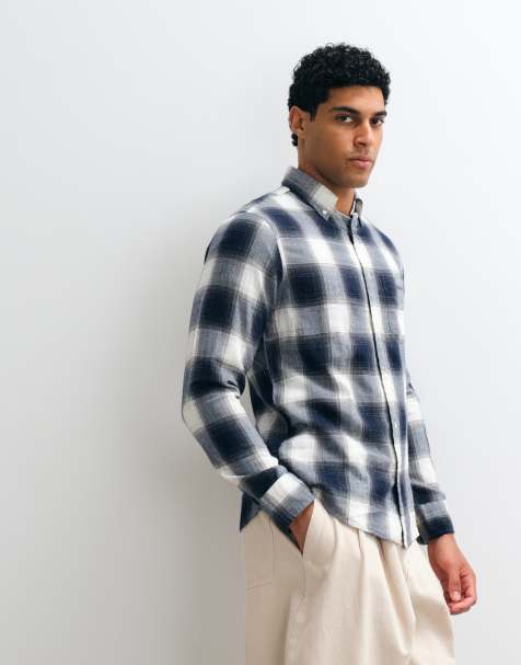 GANTregular fit check flannel shirt in navy - view 1