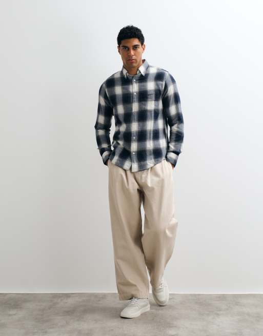GANTregular fit check flannel shirt in navy, 3 of 5