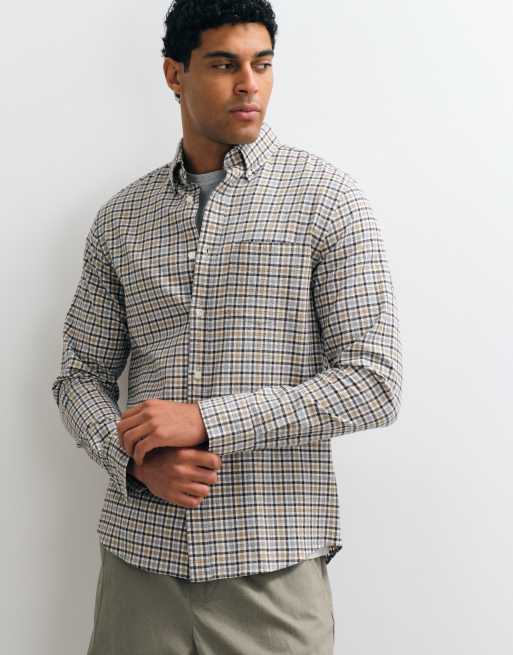 GANTregular fit seersucker shirt in grey, 3 of 5