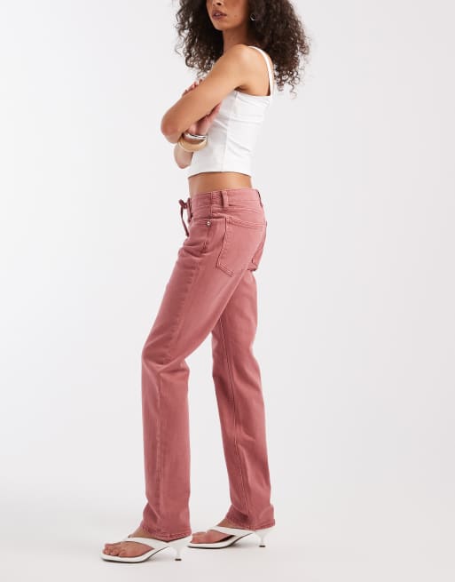 GAP 90's lace up straight leg jeans in washed apricot pink, 2 of 5