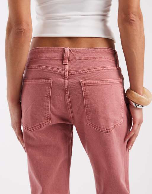 GAP 90's lace up straight leg jeans in washed apricot pink, 5 of 5