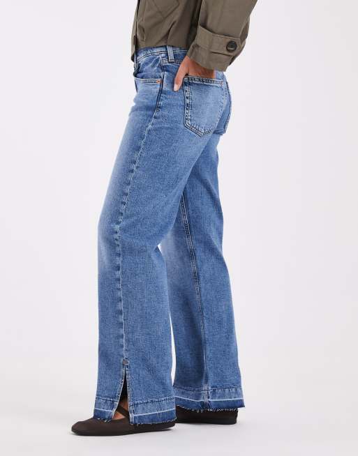 GAP 90's loose low rise straight leg jeans with side slit in mid wash, 3 of 5