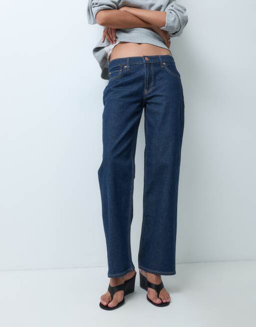 GAP 90's loose straight leg jeans in dark blue , 2 of 5